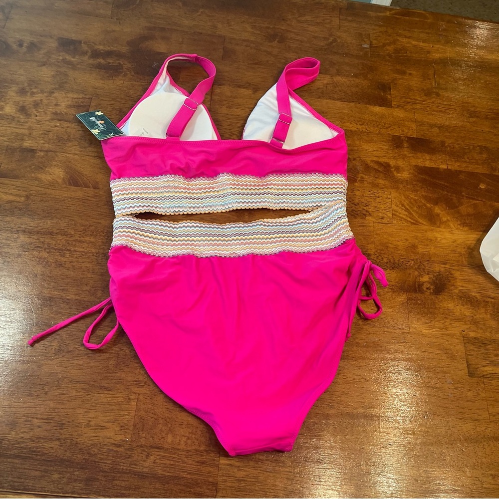 NWT Blooming Jelly hot pink 2 piece swimsuit size XL - Picture 7 of 7
